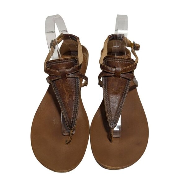 Timberland Sandals Womens Size 9.5 Earthkeepers T-Strap Brown Leather Adjustable - Picture 2 of 8